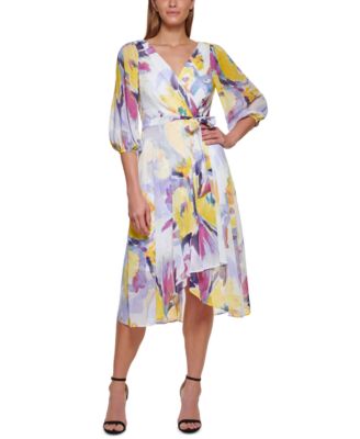 DKNY Balloon Sleeve Faux Wrap Dress \u0026 Reviews - Dresses - Women - Macy's